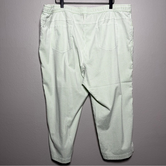 Quacker Factory Women Pants 1X Green White Gingham Capri Pull On Picnic Casual - Picture 5 of 7